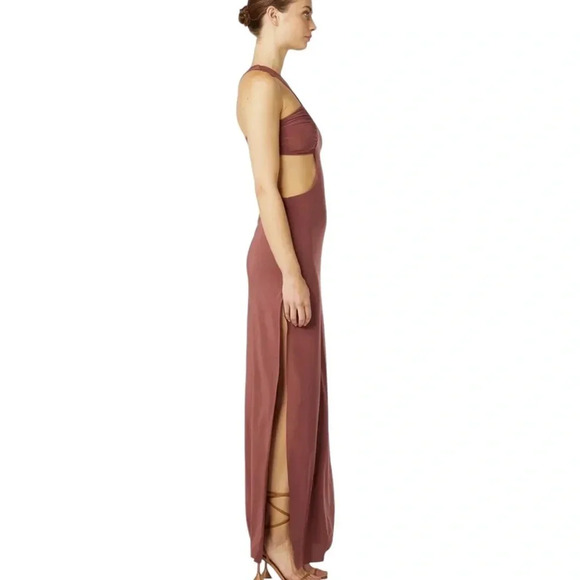 MISA LOS ANGELES Lyra Cut Out Jersey Knit Maxi Dress Cocoa Brown Size S NWT - Picture 3 of 13